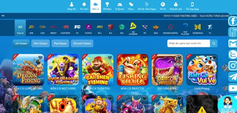 TRANG CHỦ 15 Sảnh bắn cá VF555